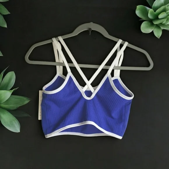 Colsie Ribbed Contrast Trim Layered Bralette - Medium - Picture 8 of 8